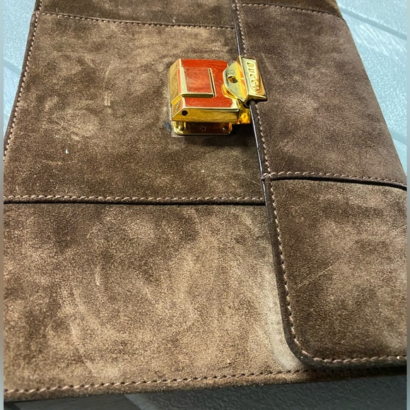Vintage Gucci Brown Suede Clutch - Picture 5 of 8